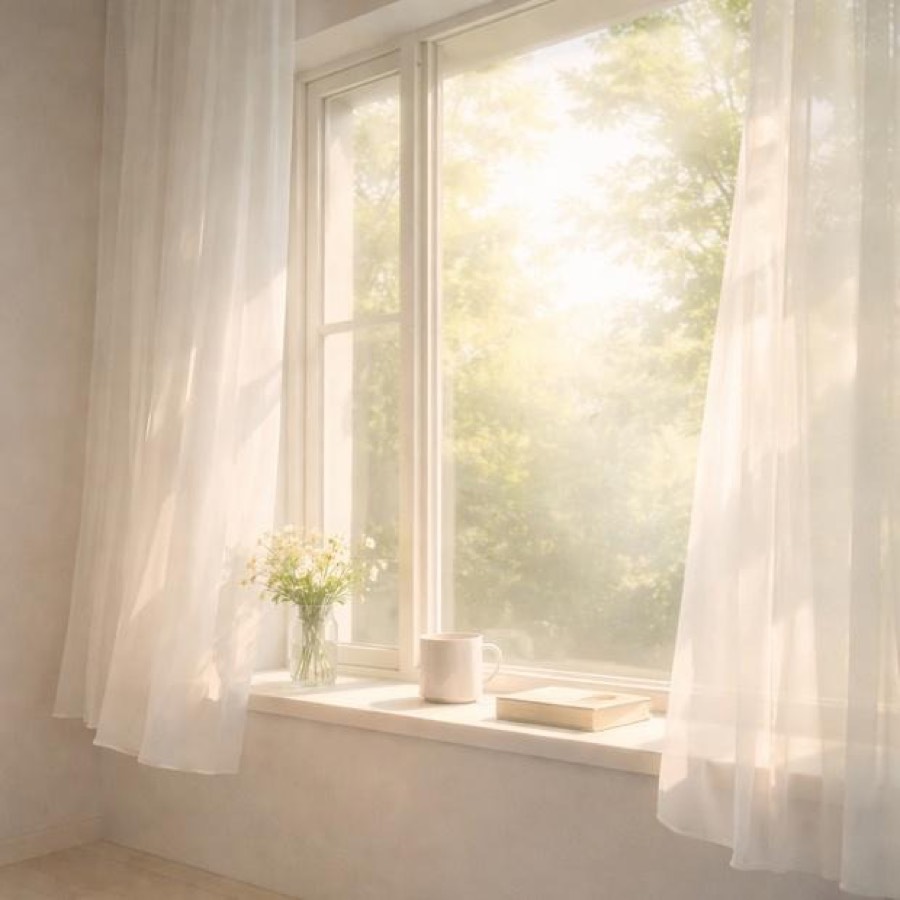 Ventana luminosa y tranquila, símbolo de calma tras comprender la ansiedad